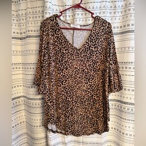 Zenana Outfitters Animal Print V-Neck Blouse
